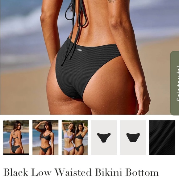 Black ribbed bikini bottom - Picture 2 of 5